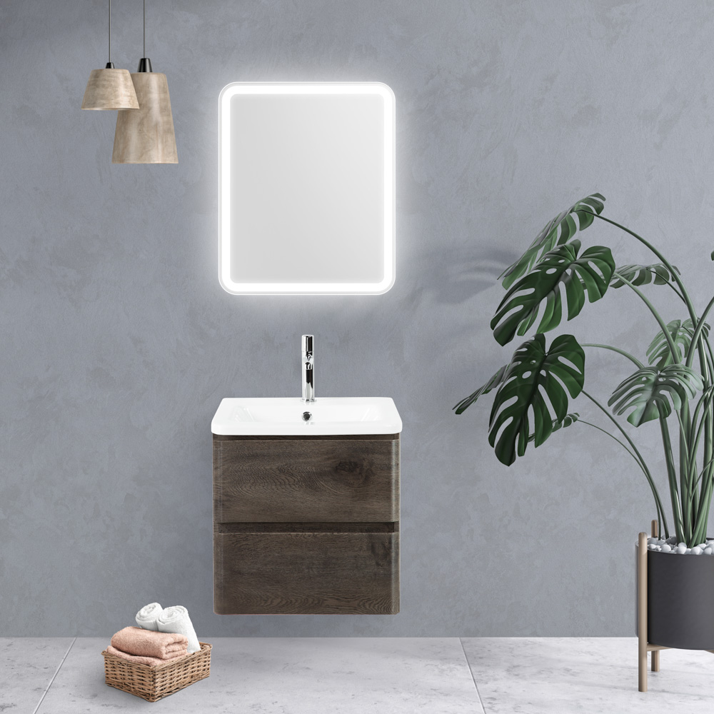 Приобрести belbagno тумба с раковиной albano-cer 50 см, подвесная rovere nature grigio, белая раковина