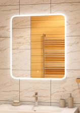 Continent Зеркало с подсветкой Glamour 80х90 см, белое