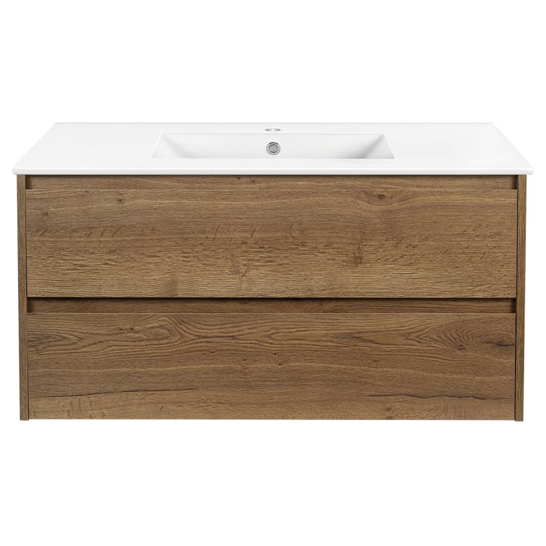 Приобрести vincea тумба подвесная gio 100 см, дуб табак с белой раковиной vmc-2g100to;vbs-13100