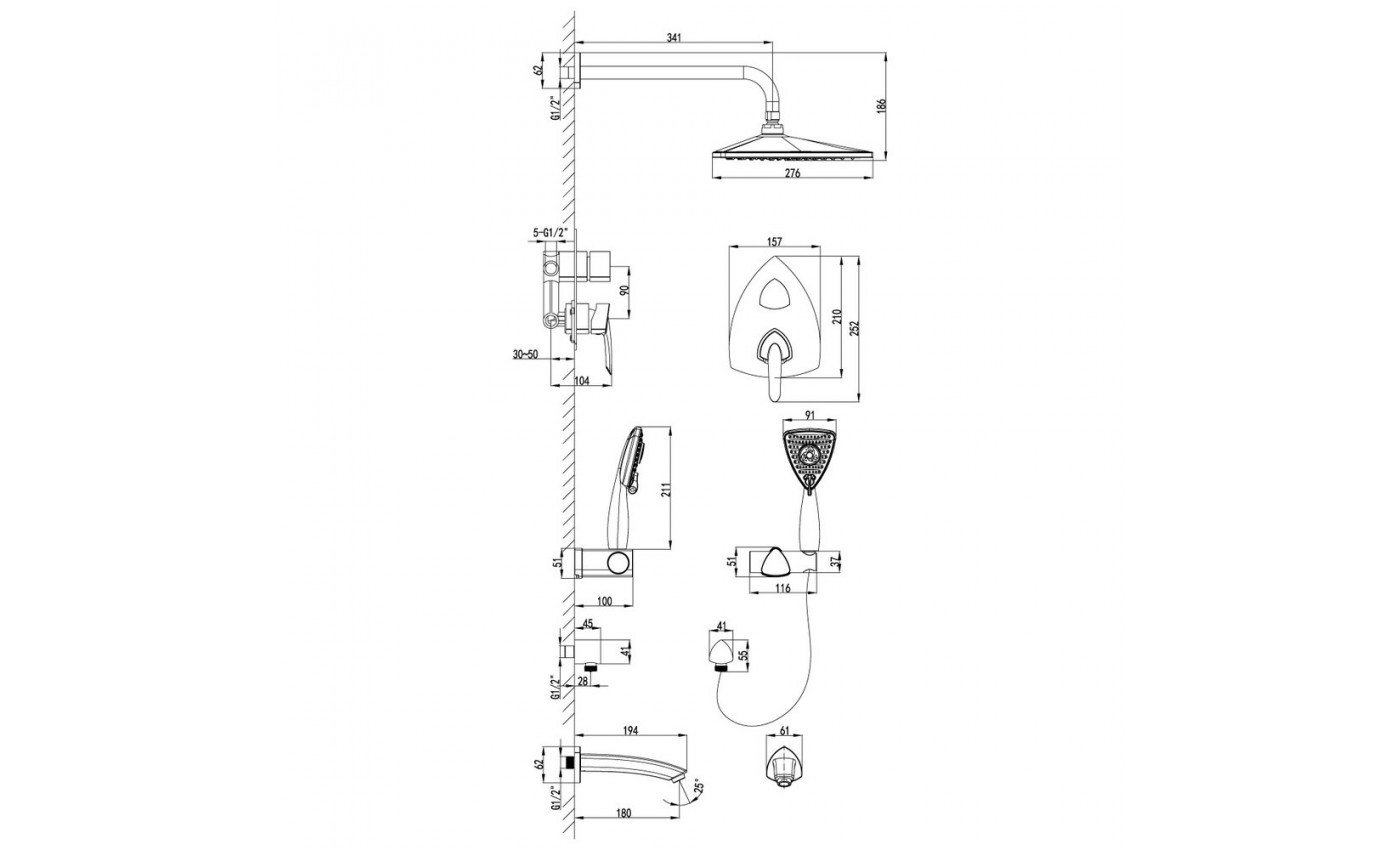 Приобрести lemark душевая система mars, скрытый монтаж, хром lm3522c