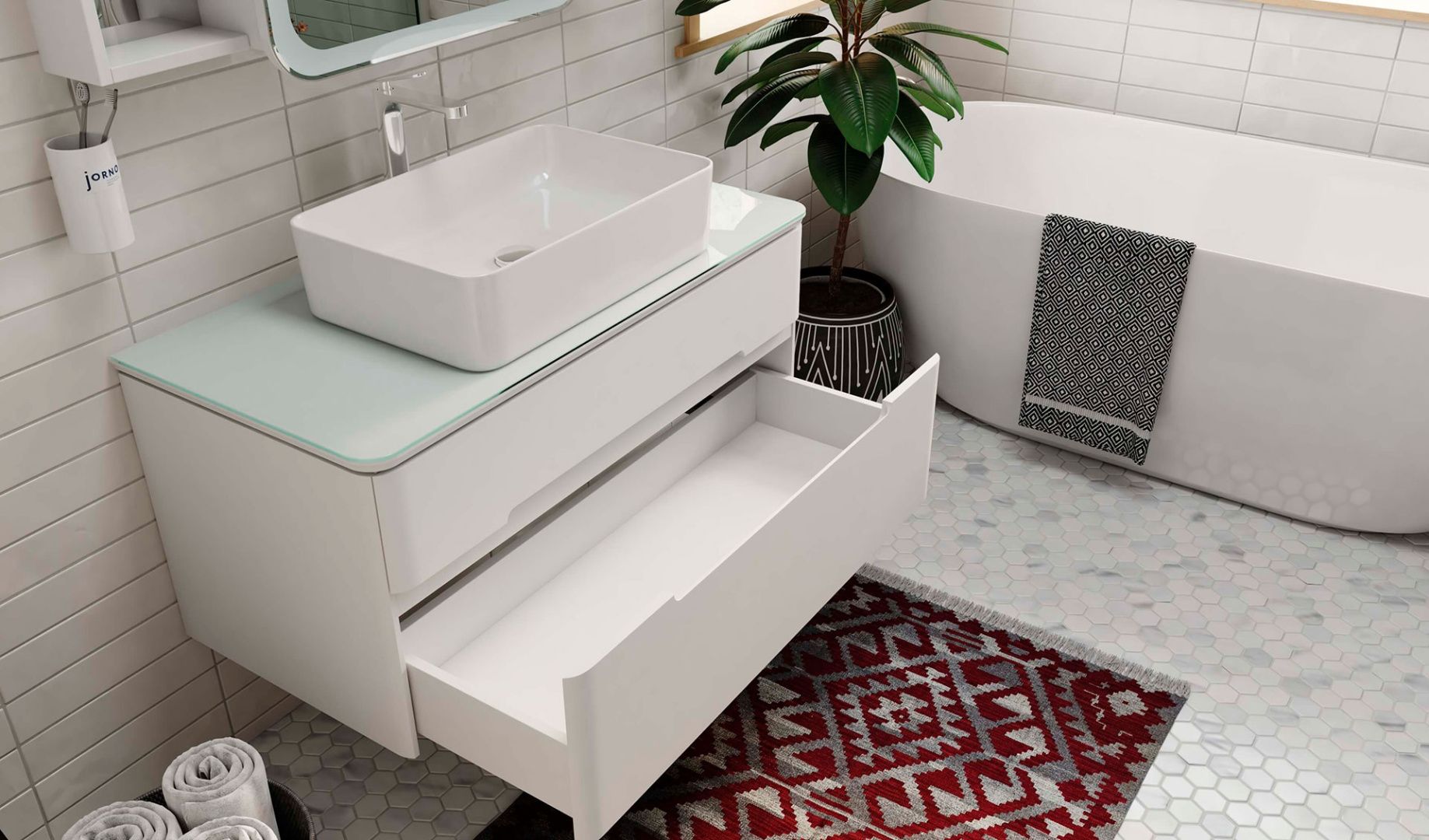 Приобрести jorno тумба подвесная bosko 100 см со столешницей, белая