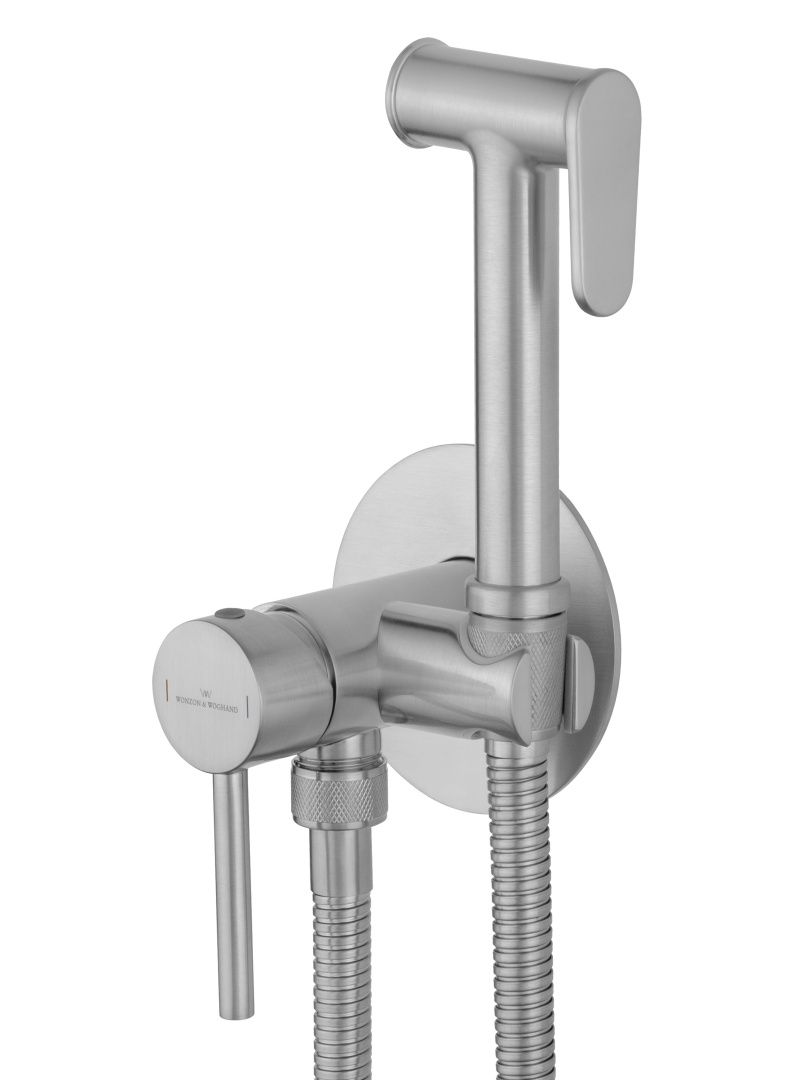 Приобрести смеситель с гигиеническим душем встраиваемый wonzon & woghand stick, брашированный никель (ww-88829902-bn)