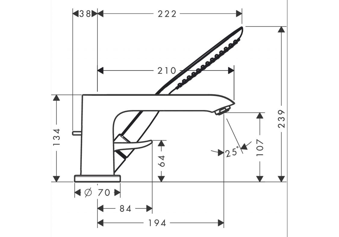 Приобрести 31190000 metris смеситель на край ванны, на 3 отверстия, ½’ (нужна скрытая часть 13437180)