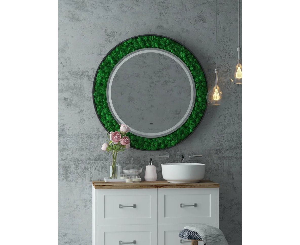 Приобрести continent зеркало с подсветкой forest 100х100 см, бесконтактный включатель, зеленое
