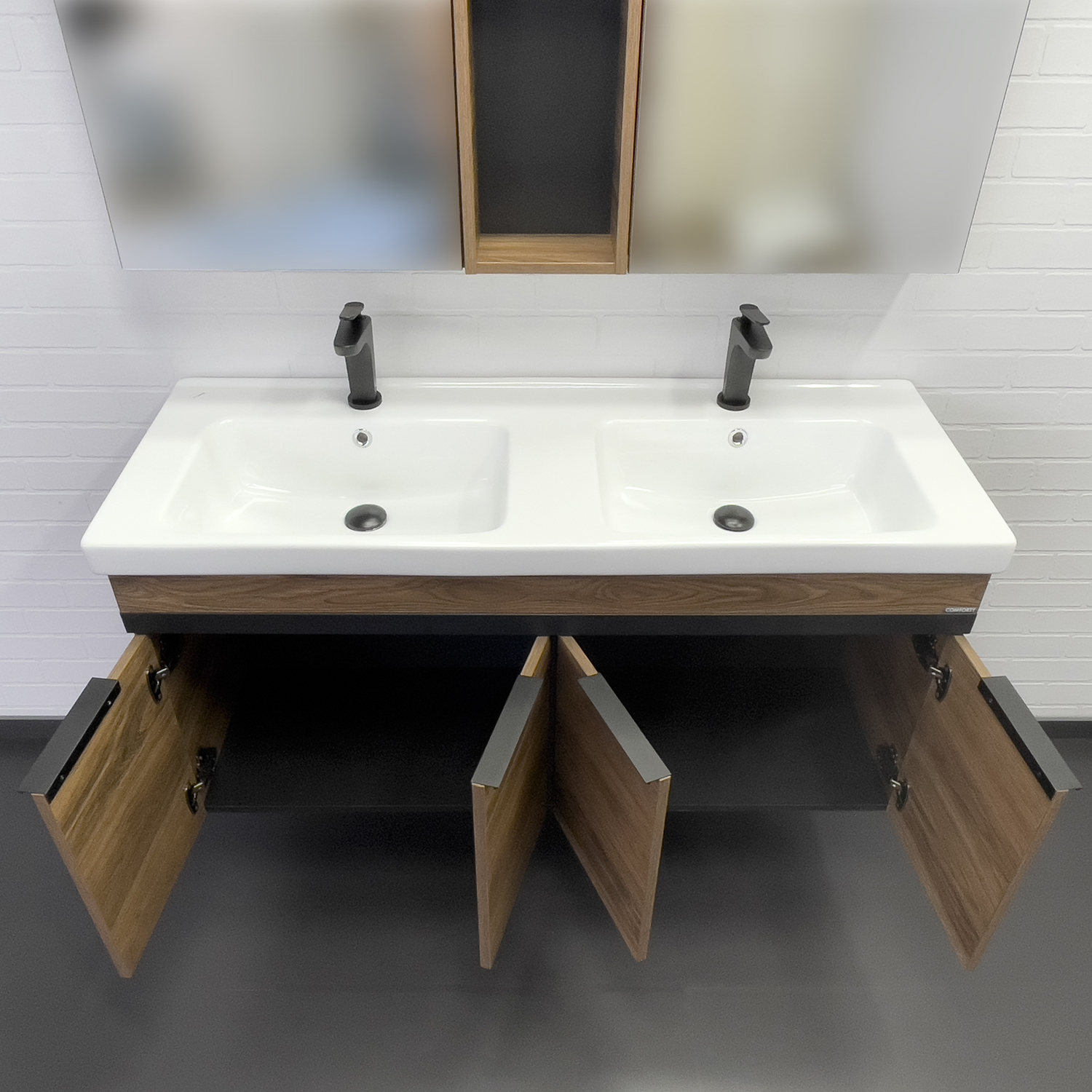 Приобрести сomforty тумба с раковиной "дуэт-125" дуб тёмно-коричневый