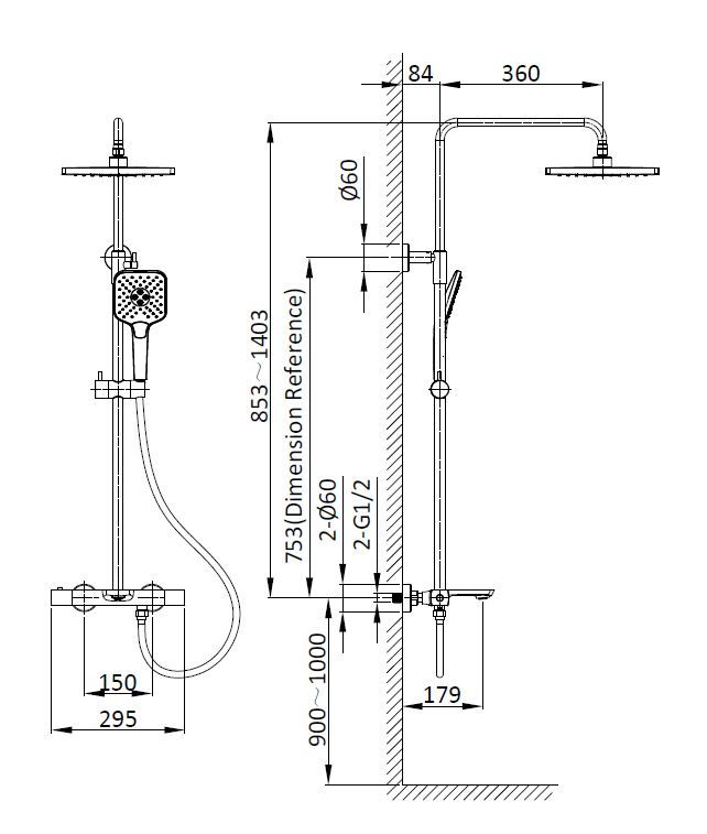 Приобрести vincea душевая стойка next, термостат, черный матовый vsfs-1n1tmb