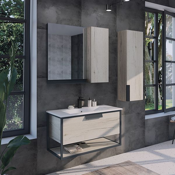 Приобрести сomforty зеркало-шкаф бонн 90 графит/дуб дымчатый