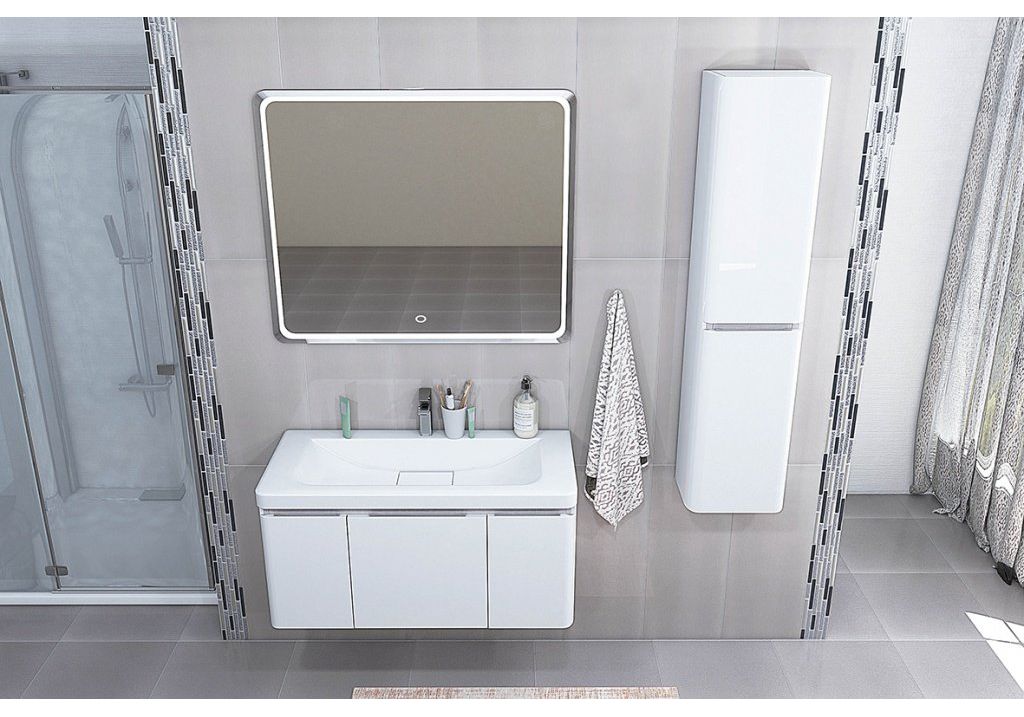 Приобрести зеркало шкаф акватон рико 80 см, цвета белый ясень