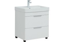 Aquanet Тумба с раковиной Ирис new 60 см, белая глянец (2 ящика, ножки)
