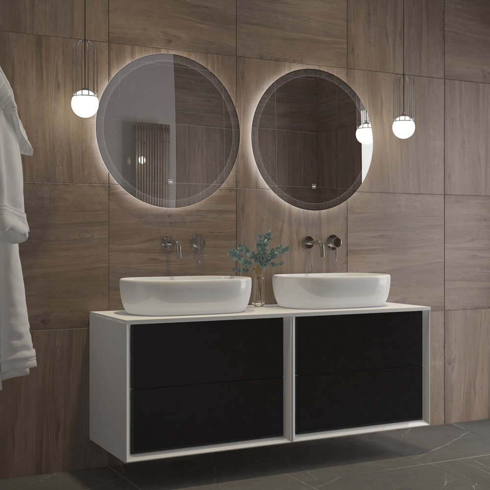 Приобрести cezares зеркало eco 60х60 см. контурная подсветка, сенсорное включение, гравировка czr-spc-eco-600-led-tch