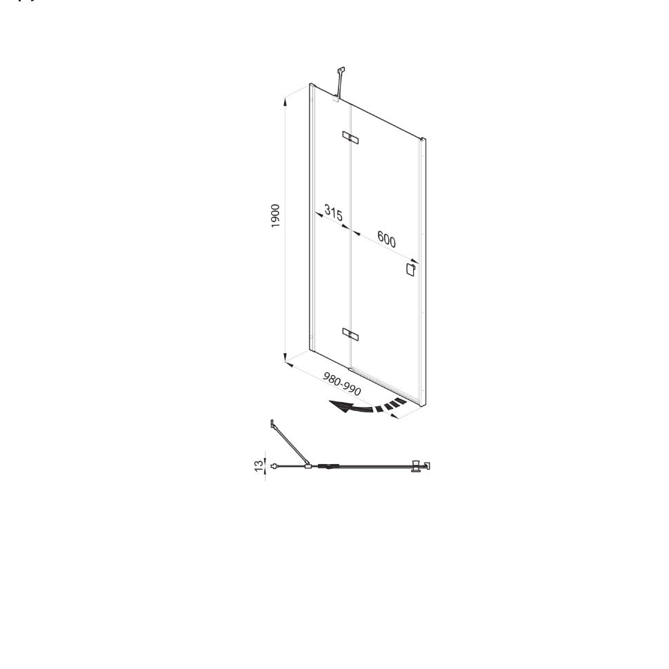 Приобрести triton душевая дверь бруно 190x99 см, прозрачная щ0000053750