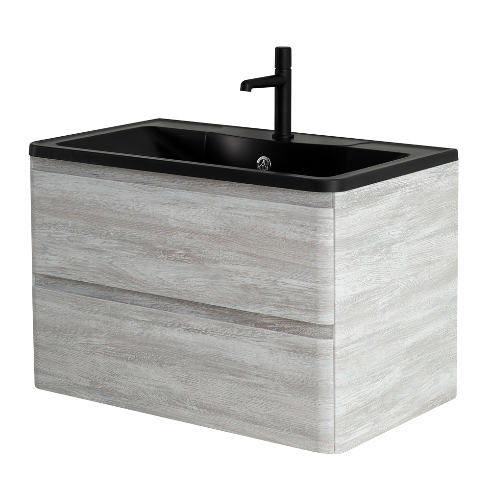 Приобрести belbagno тумба с раковиной albano 100 см, подвесная rovere vintage bianco, чёрная раковина