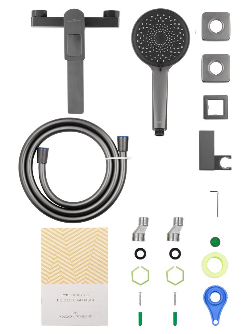 Приобрести смеситель для ванны с душем wonzon & woghand frame, темный графит (ww-88639010-bgm)