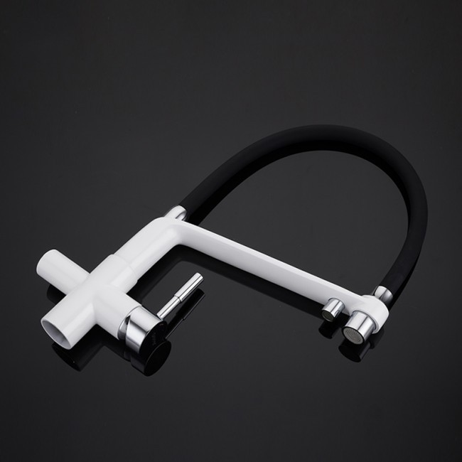 Приобрести gappo смеситель для кухни g4398-9 с фильтром и гибким изливом, белый\черный 92414