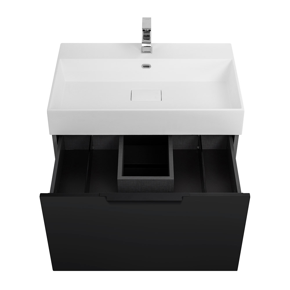 Приобрести cezares тумба подвесная с раковиной premium 70 см nero opaco, черная 55397