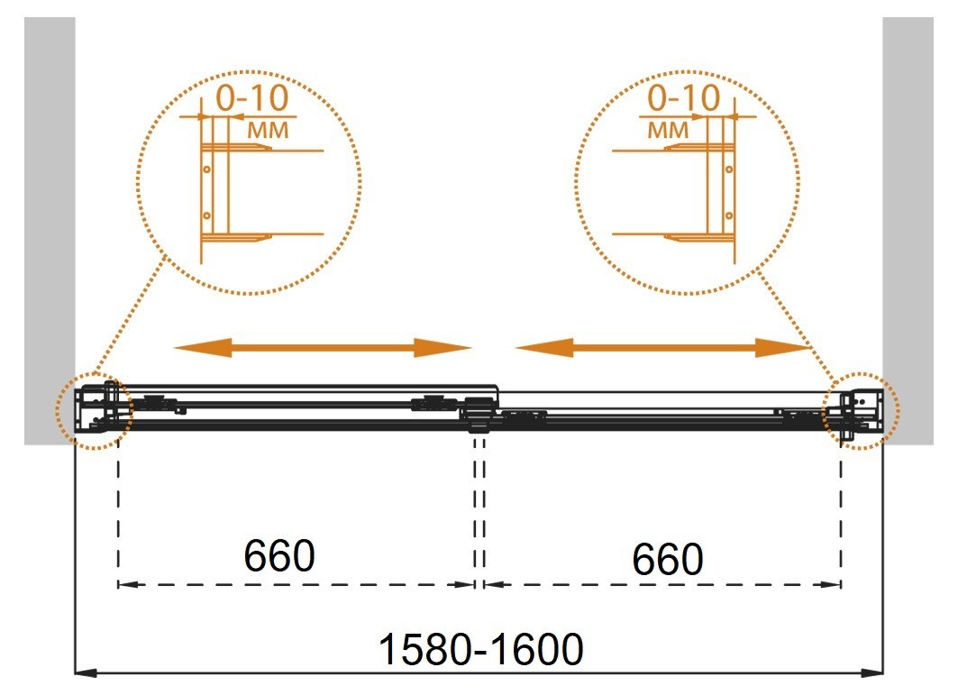 Приобрести cezares шторка для ванны tandem-soft-vf-2 160х145см tandem-soft-vf-2-160/145-c-cr-iv