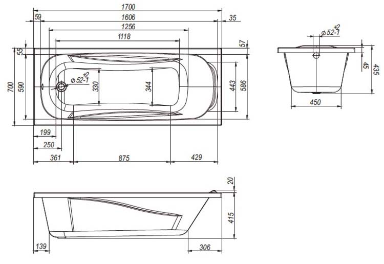 Приобрести loranto ванна акриловая, пристенная арктика 170х70 см, белая (cs00031203)