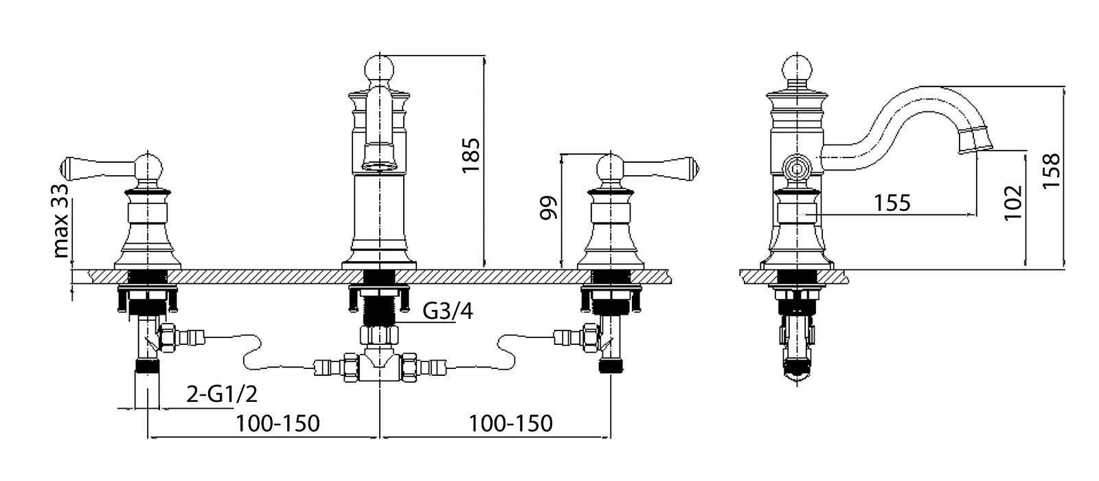 Приобрести смеситель для раковины врезной timo adelia 6021/04f черный антик