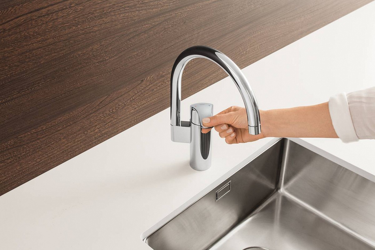 Приобрести смеситель для кухни grohe eurosmart с высоким изливом, хром 3202002