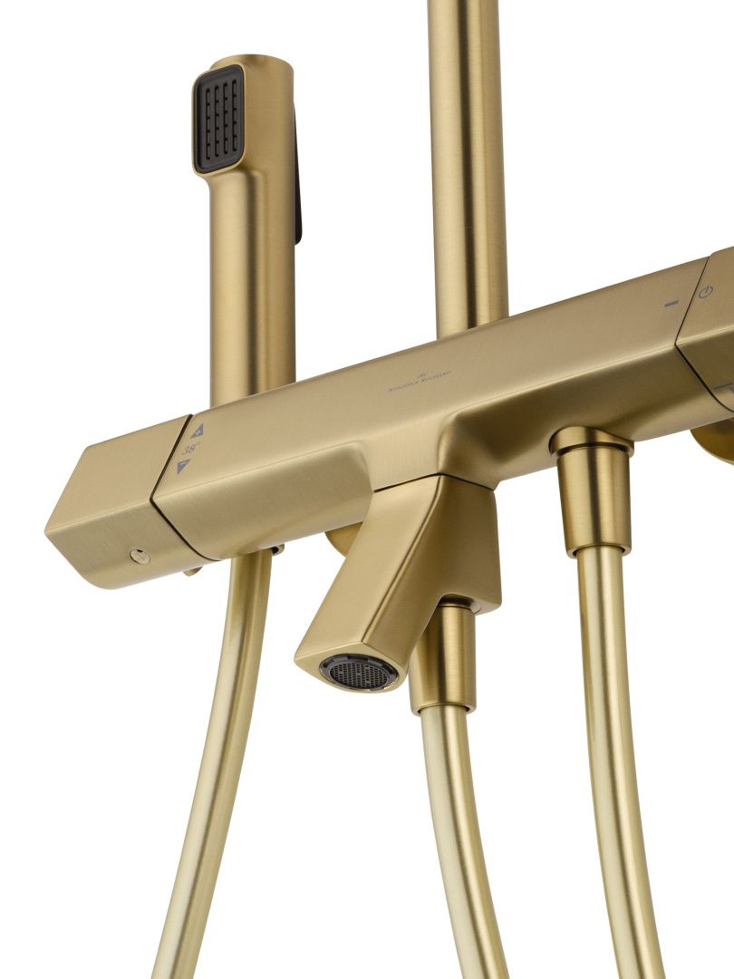 Приобрести душевая система с термостатом wonzon & woghand the one, брашированное золото (ww-b3094-bg)
