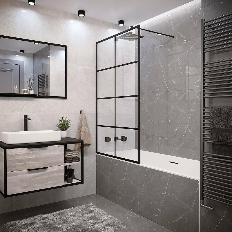 Приобрести grossman шторка для ванны 90х150 см, черная/прозрачное gr-10590black