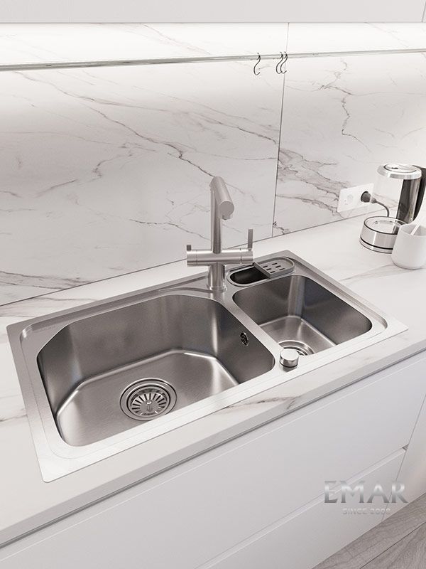 Приобрести oulin кухонная мойка 81х46 см, сатин oulin ol-9818