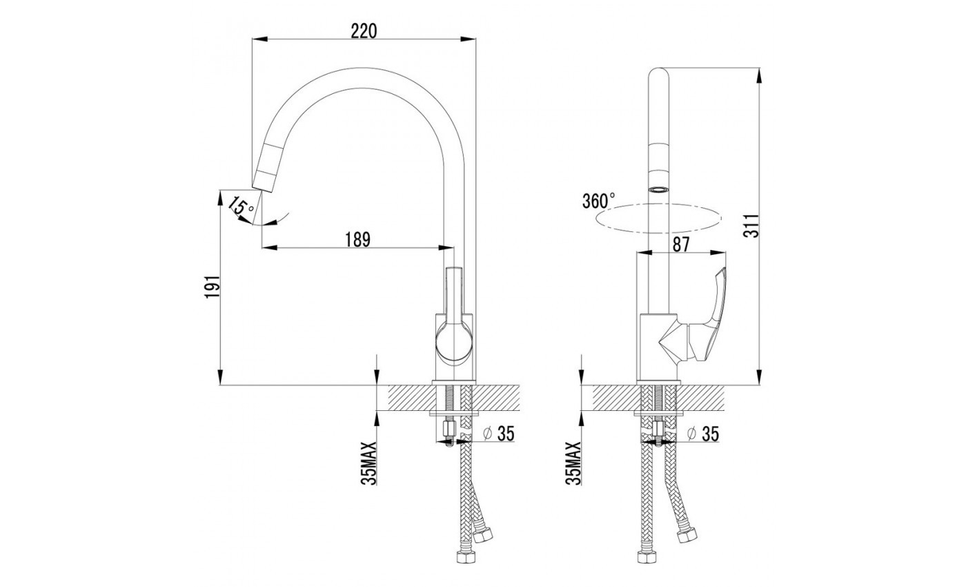 Приобрести lemark смеситель для кухни plus strike с поворотным изливом, хром lm1105c