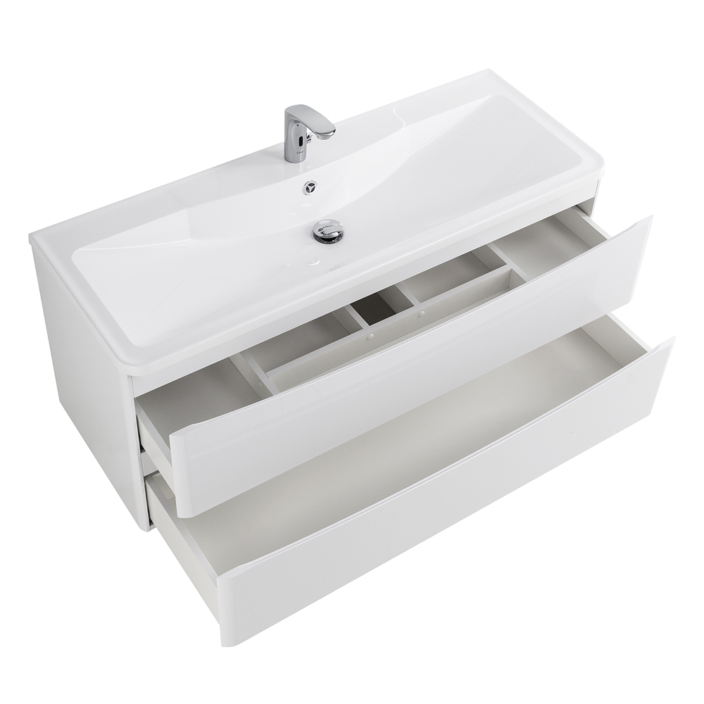 Приобрести belbagno тумба с раковиной acqua 120 см, подвесная bianco lucido, белая раковина