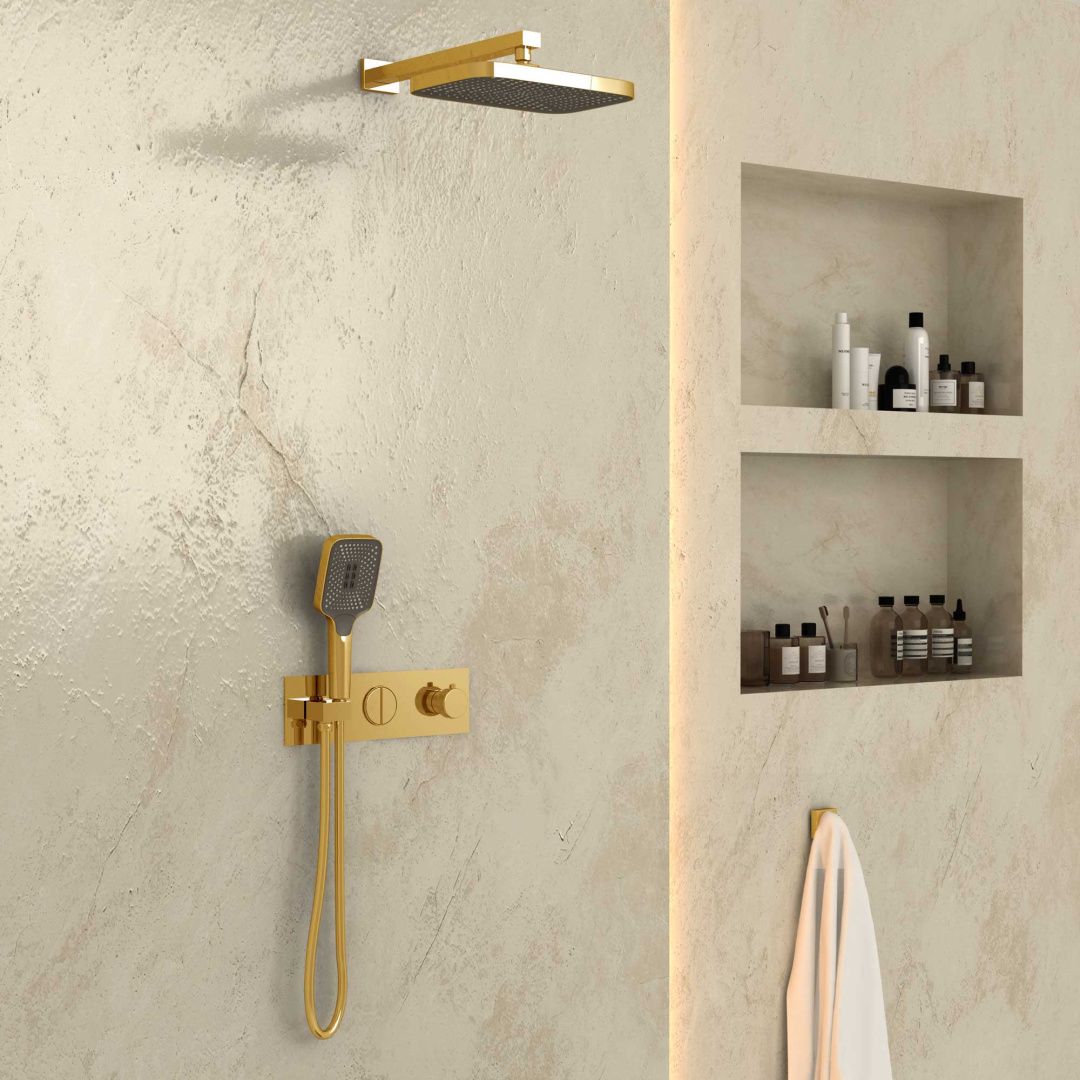 Приобрести vincea встраиваемая душевая система с термостатом, брашированное золото vsfw-422t1bg
