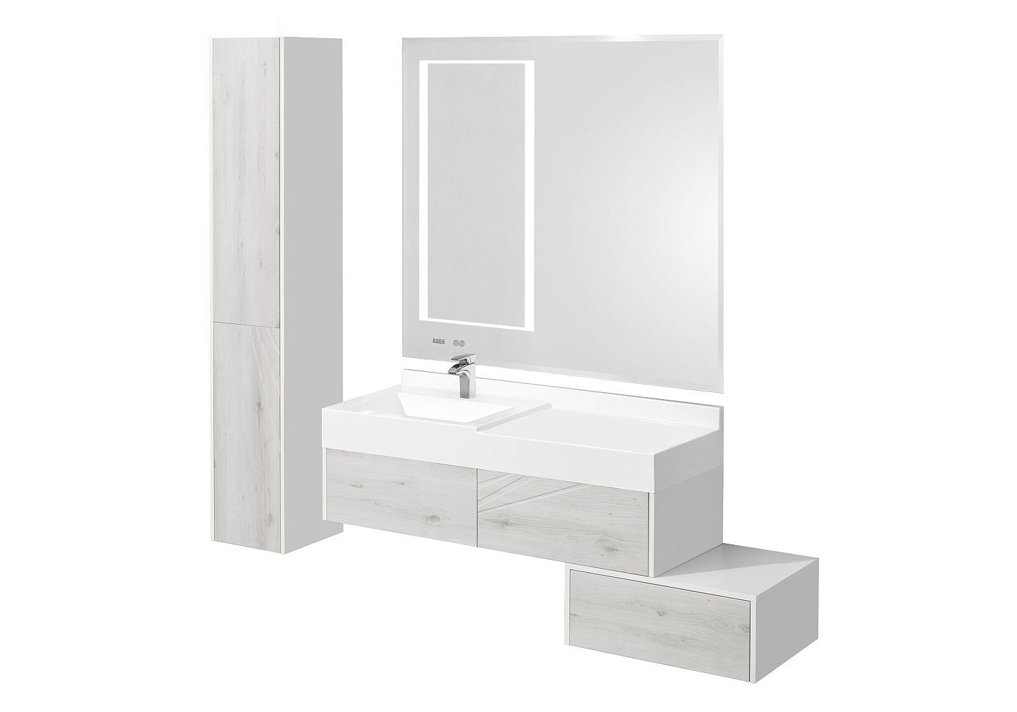 Приобрести тумба подвесная с раковиной-столешницей акватон сакура 120 см 1a219701skw80; 1a71893ksk010, белый/ольха наварра