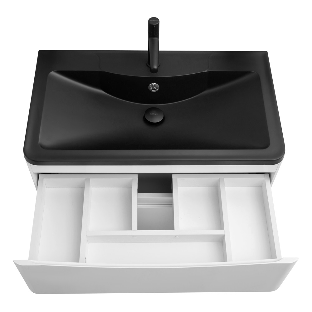 Приобрести belbagno тумба с раковиной acqua 100 см, подвесная bianco lucido, чёрная раковина