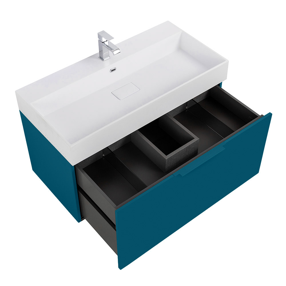 Приобрести cezares тумба подвесная с раковиной premium 90 см blu petrolio, голубая 55403