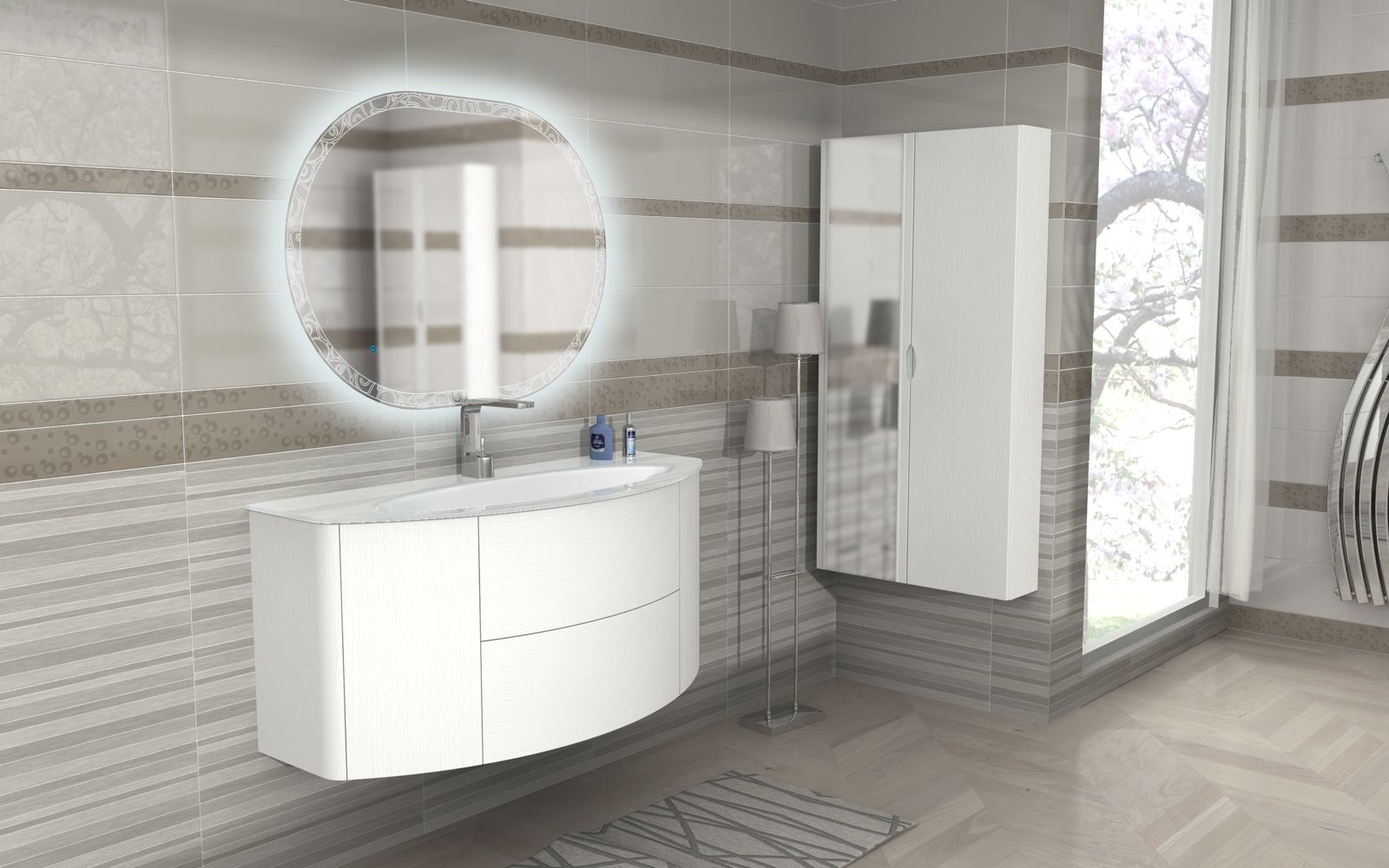 Приобрести cezares тумба подвесная с раковиной eden 121 см frassino bianco,стекло, светло серая 54418