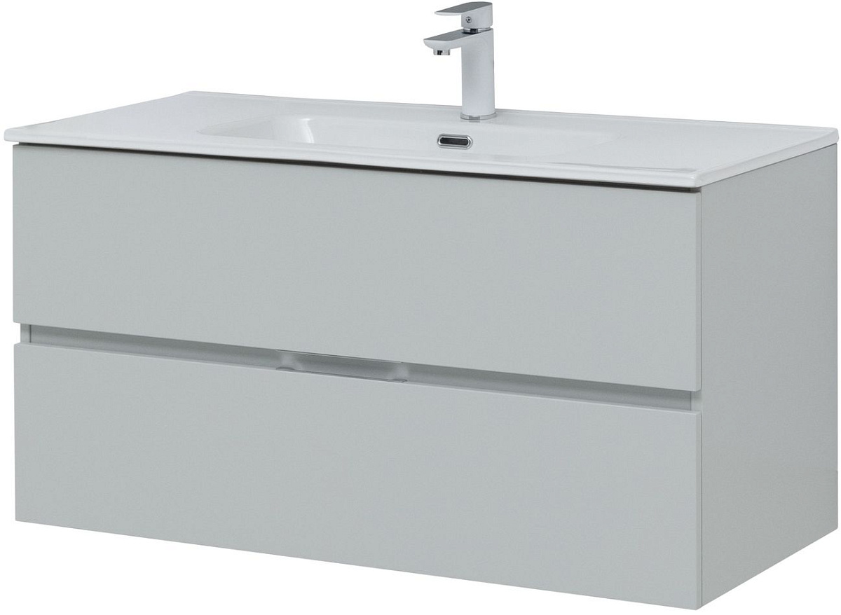 Приобрести aquanet тумба с раковиной алвита new 100 см, 2 ящика, серый