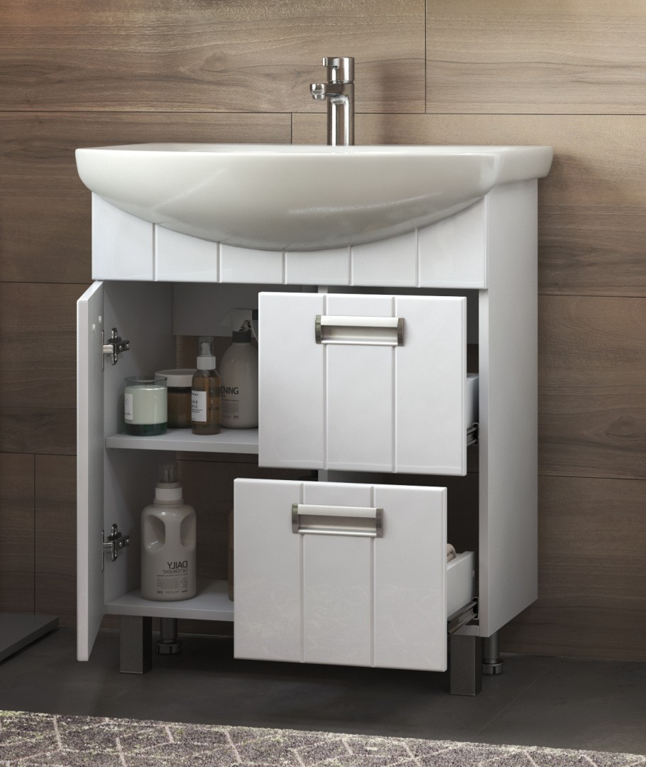 Приобрести vigo тумба с раковиной diana 70см, 1 дверца, 2 ящика, напольная, белая tn.dia.bal.70.1d.2y