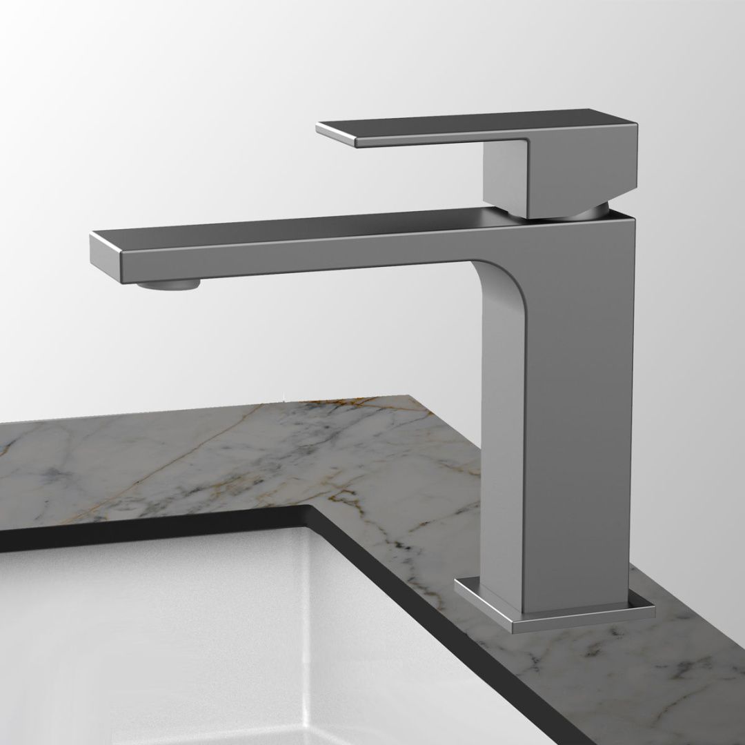 Приобрести vincea смеситель для раковины cube, оружейная сталь vbf-1c01gm