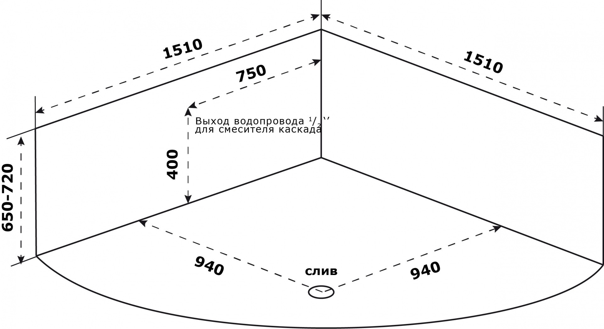Приобрести акриловая ванна azario азура 150х150см, четверть круга азв0001