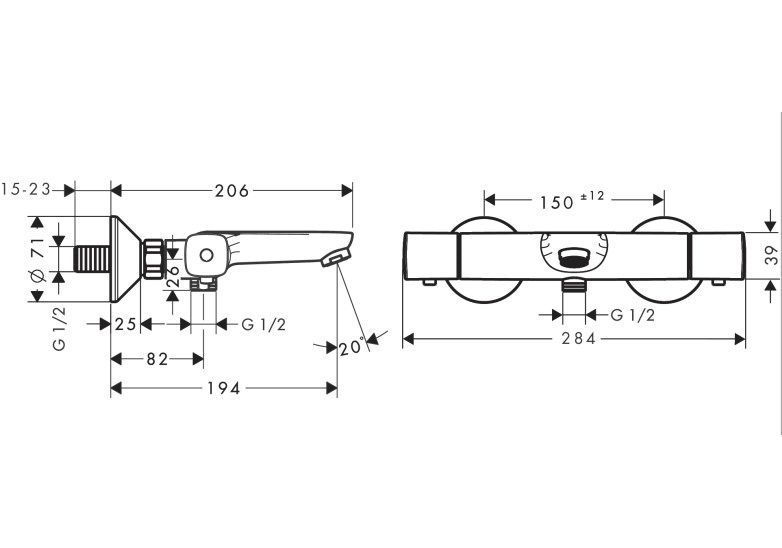 Приобрести смеситель для ванны с термостатом hansgrohe ecostat universal, хром 13123000
