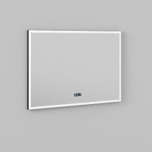 Briz Зеркало BERN 100х70 см, с подсветкой, подогревом,часы, температура, сенсорное включение , черное, ПДЗ 47-100