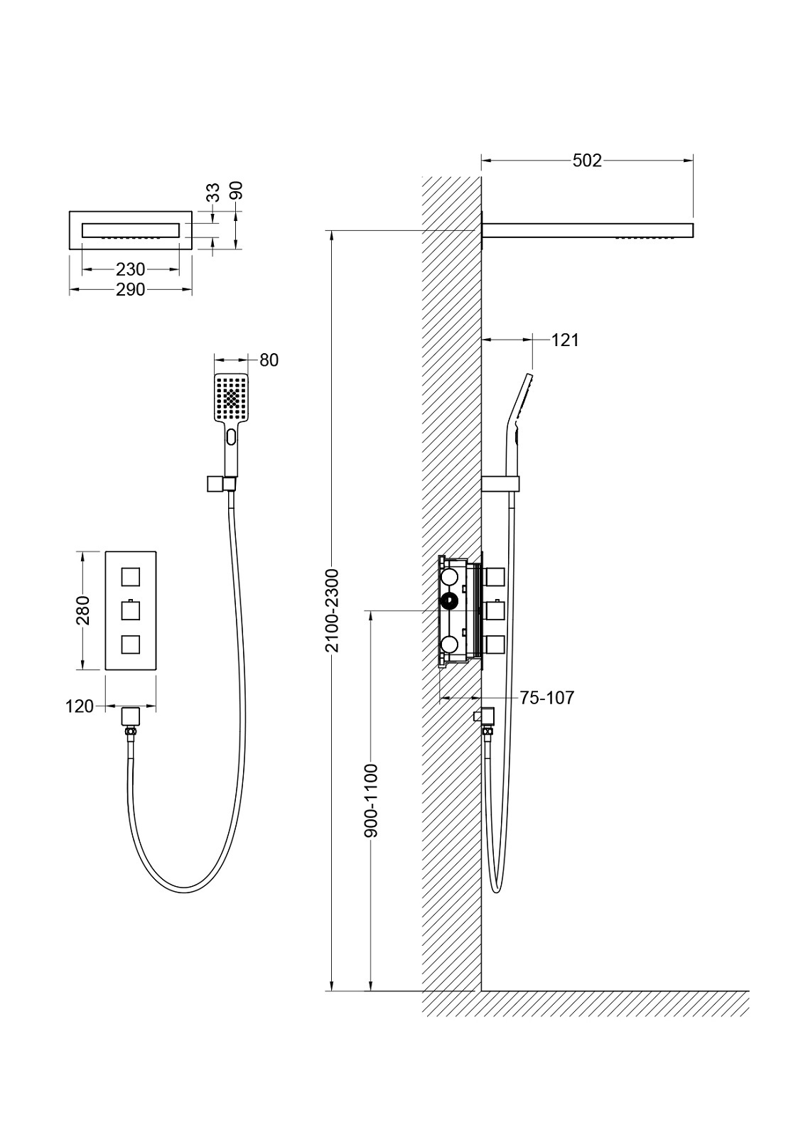 Приобрести душевая система встроенная с термостатом timo petruma sx-5039/00sm хром