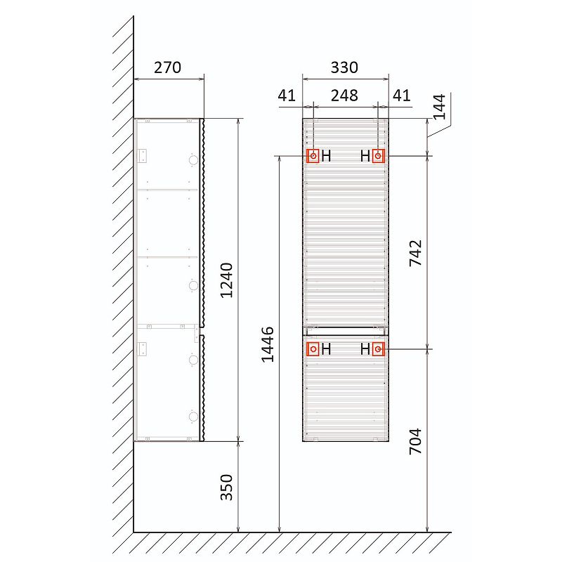 Приобрести jorno пенал подвесной cossety 33 см, антрацит