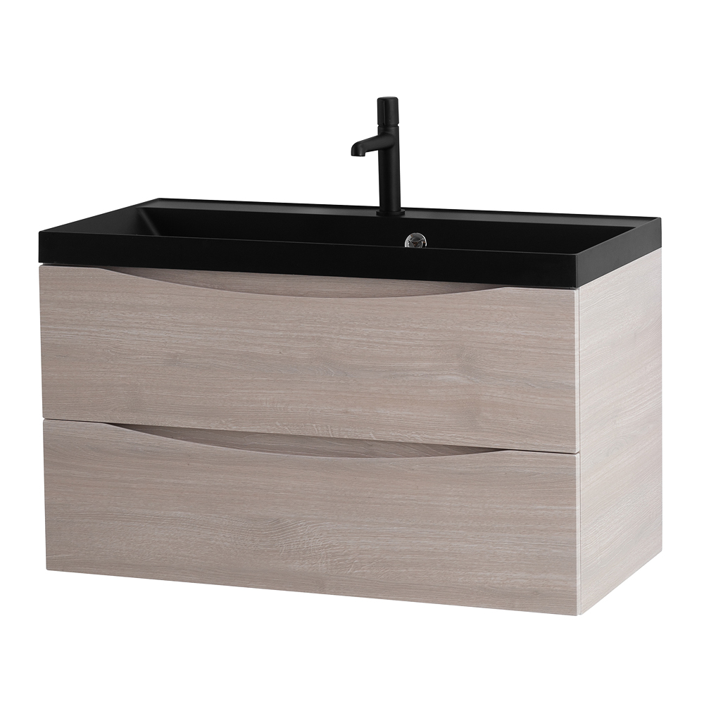 Приобрести belbagno тумба с раковиной marino 80 см, подвесная rovere grigio, чёрная раковина