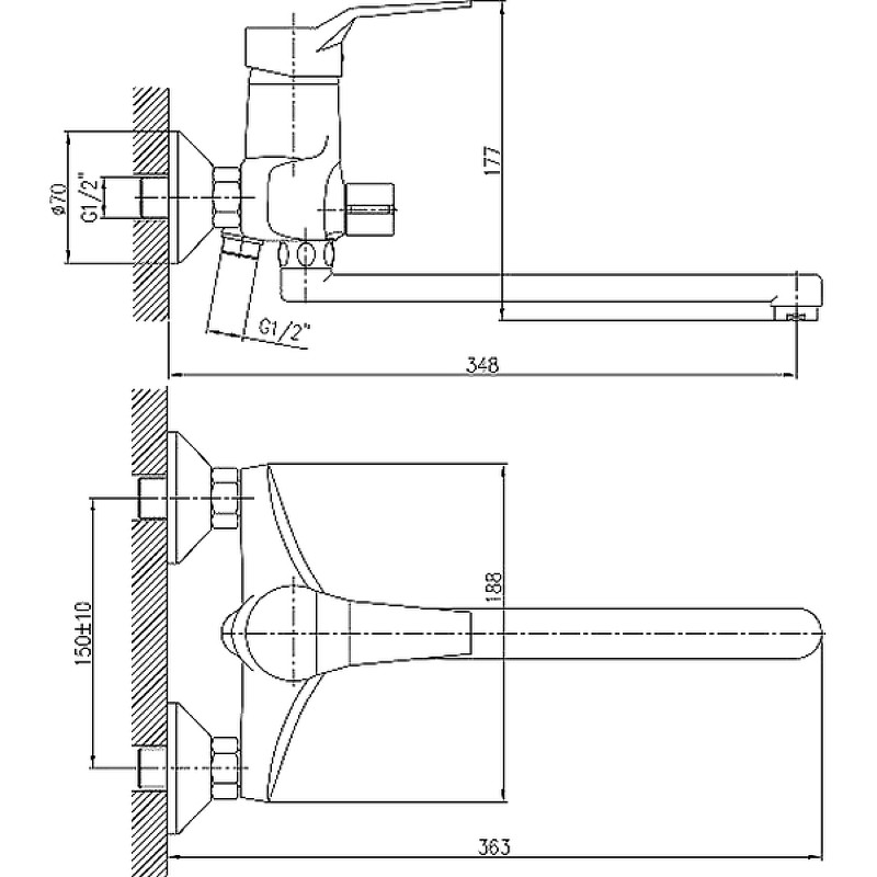 Приобрести haiba смеситель для ванны 220мм, хром hb-2263