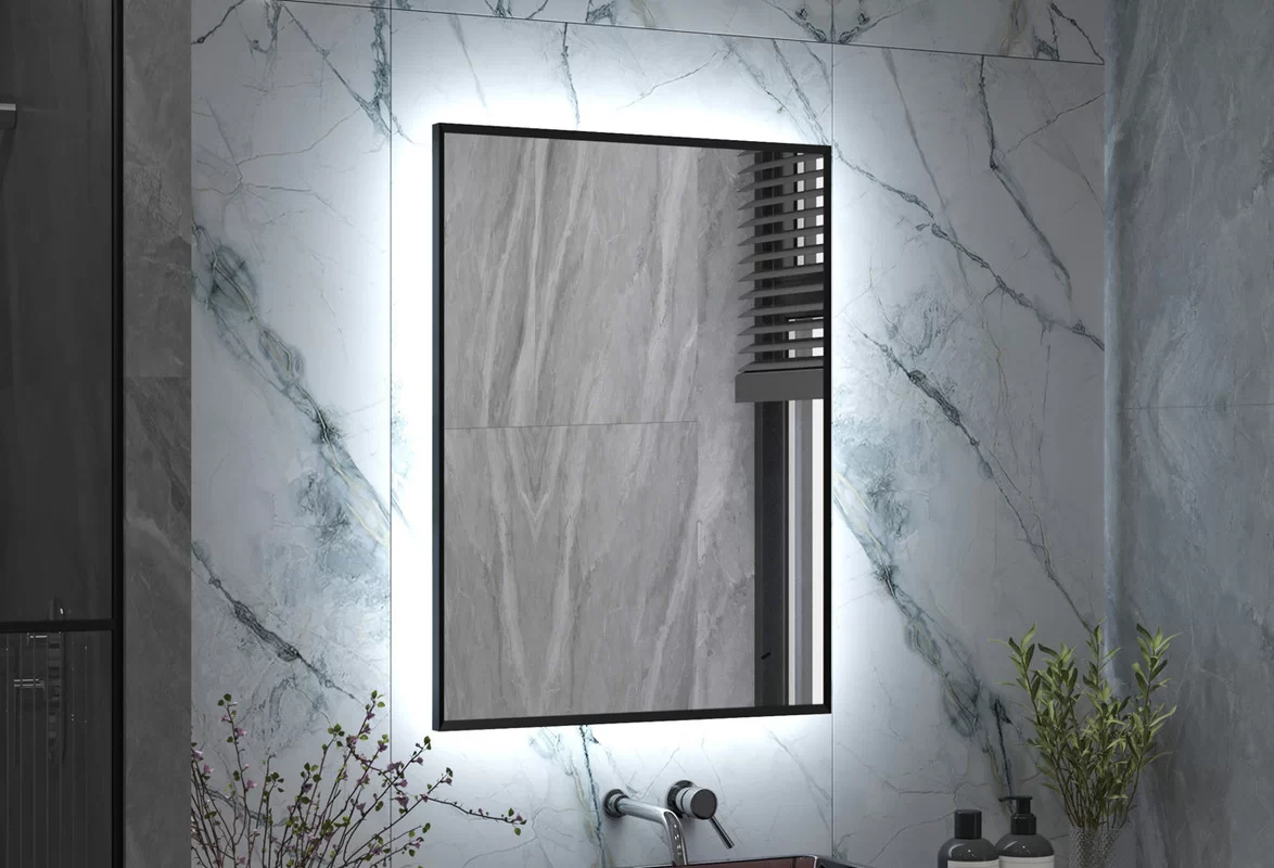 Приобрести continent зеркало с подсветкой meridian black 60х80 см, черное