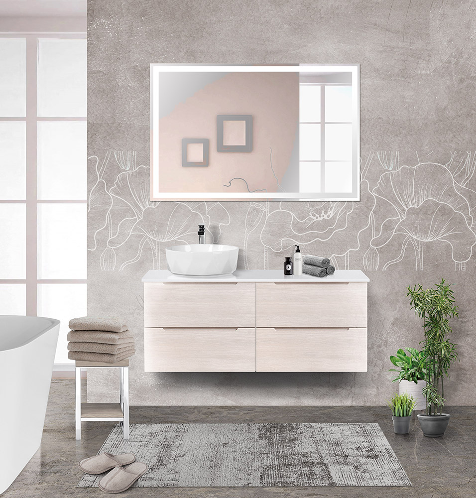 Приобрести belbagno тумба со столешницей etna 120 см, подвесная rovere bianco, раковина слева