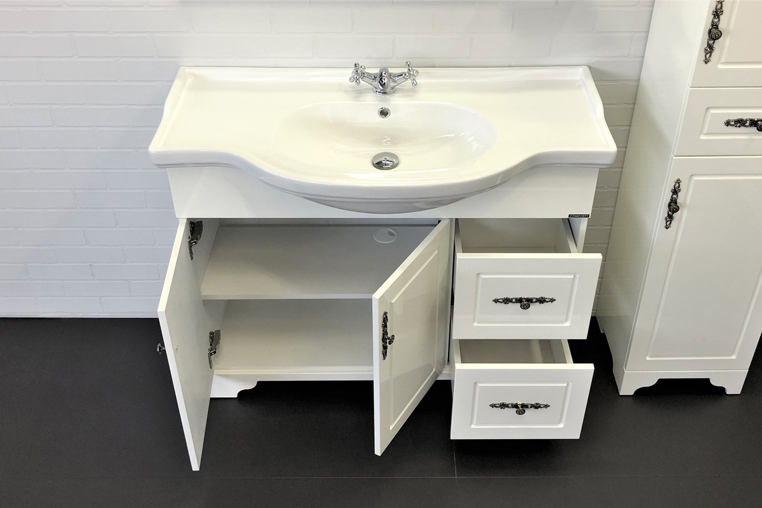 Приобрести сomforty тумба с раковиной "севилья-100" слоновая кость