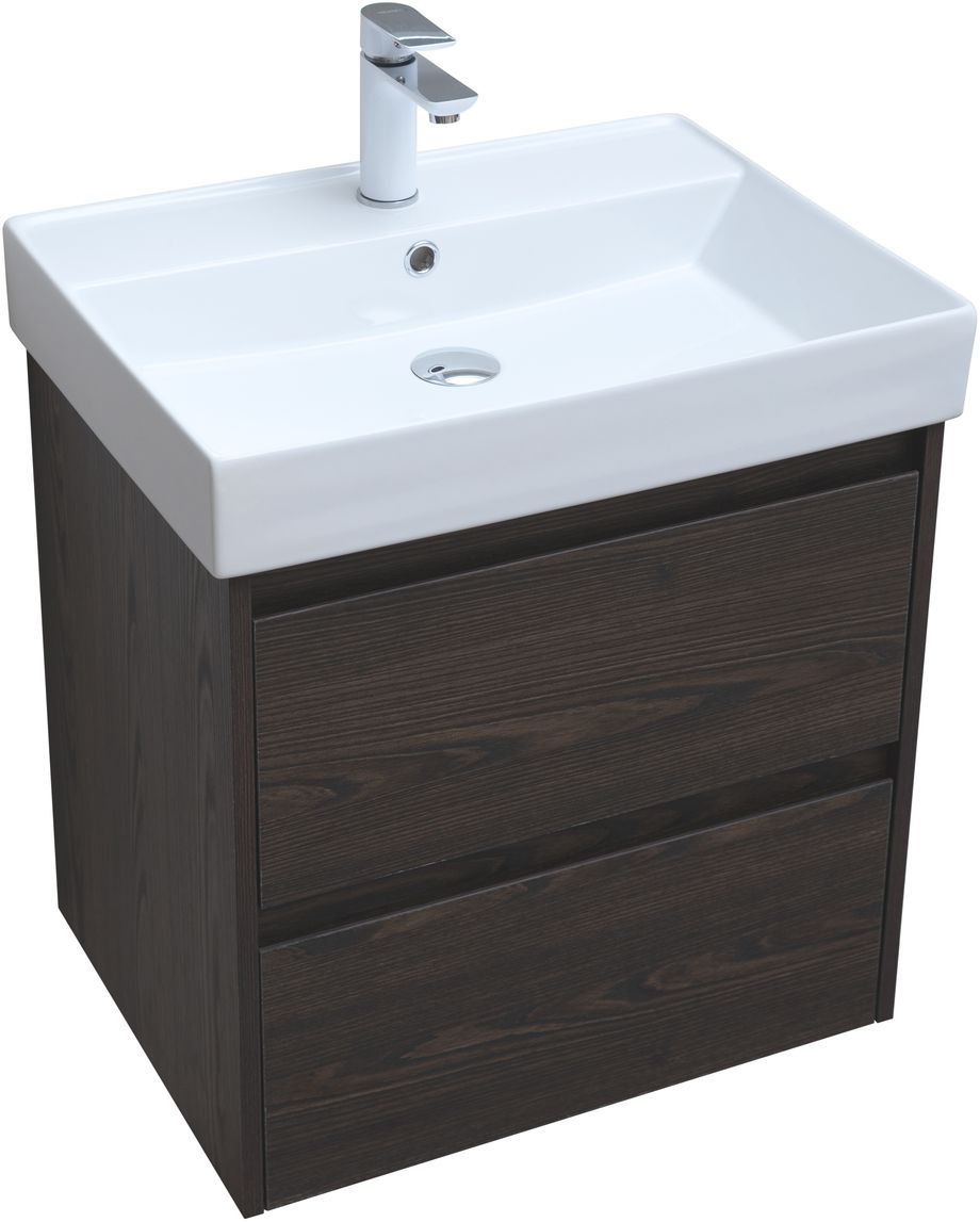 Приобрести aquanet тумба с раковиной nova lite 60 см, дуб черный (2 ящика)