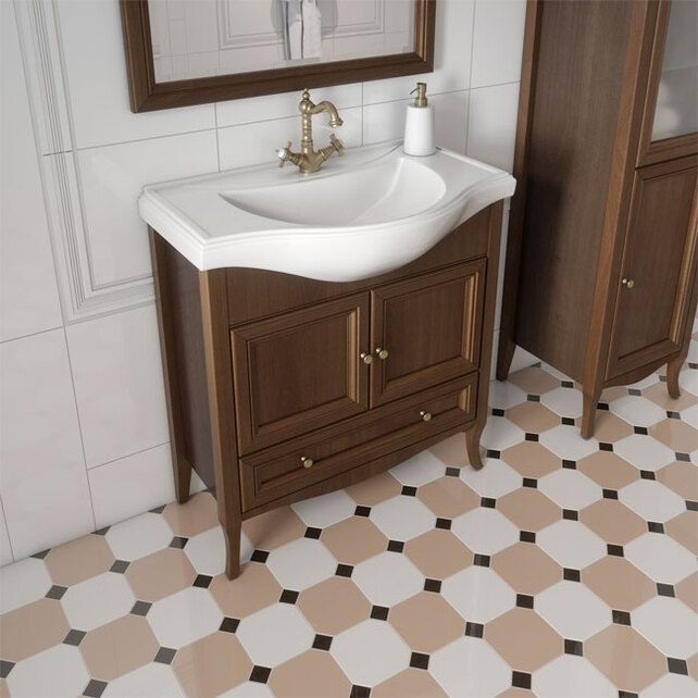 Приобрести caprigo тумба с раковиной lion 80 см, темное дерево, экошпон 38313 2