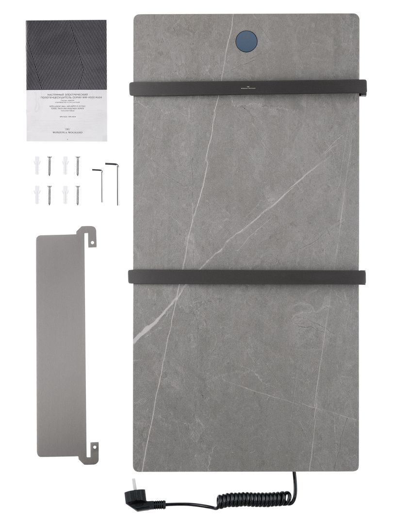 Приобрести полотенцесушитель электрический с каменной плитой серый мрамор wonzon & woghand stuttgart, темный графит (ww-a504g-gm)