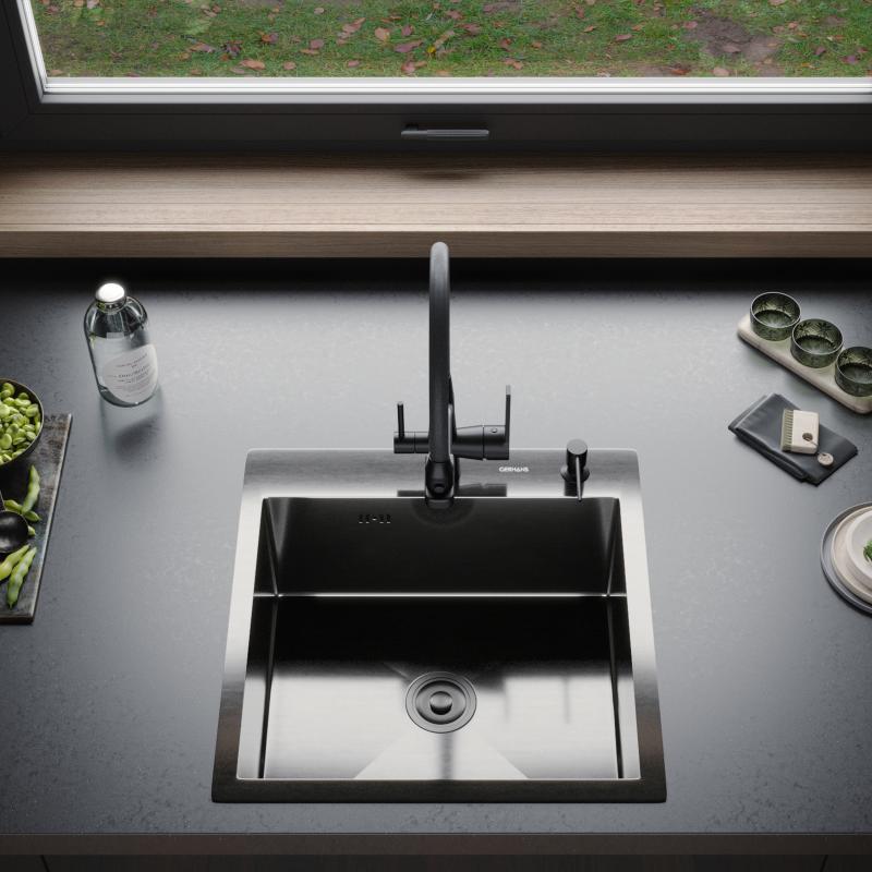 Приобрести gerhans кухонная мойка 50х50 см, графит